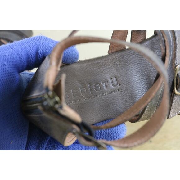 Bed Stu Sandals 7 Gray Leather Cafe Latte Rustic Miya Gladiator Shoes Boho - Picture 10 of 12